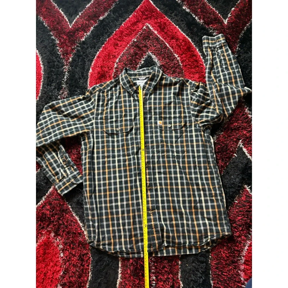 CARHARTT Shirt Men's Size Large Plaid Button Down Relaxed Fit Long Sleeve